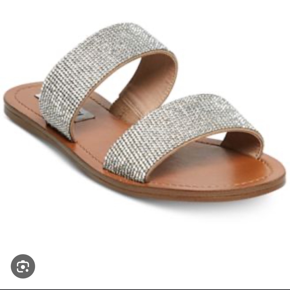 Steve Madden Silver/ glitter/ sparkle/ rhinestone “Rage” Slide Sandals